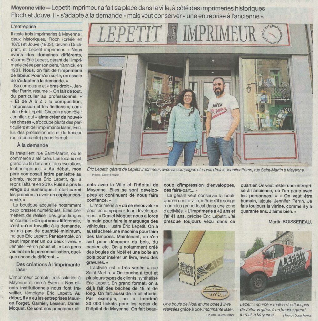 LEPETIT Imprimeur à l'honneur dans la presse locale !